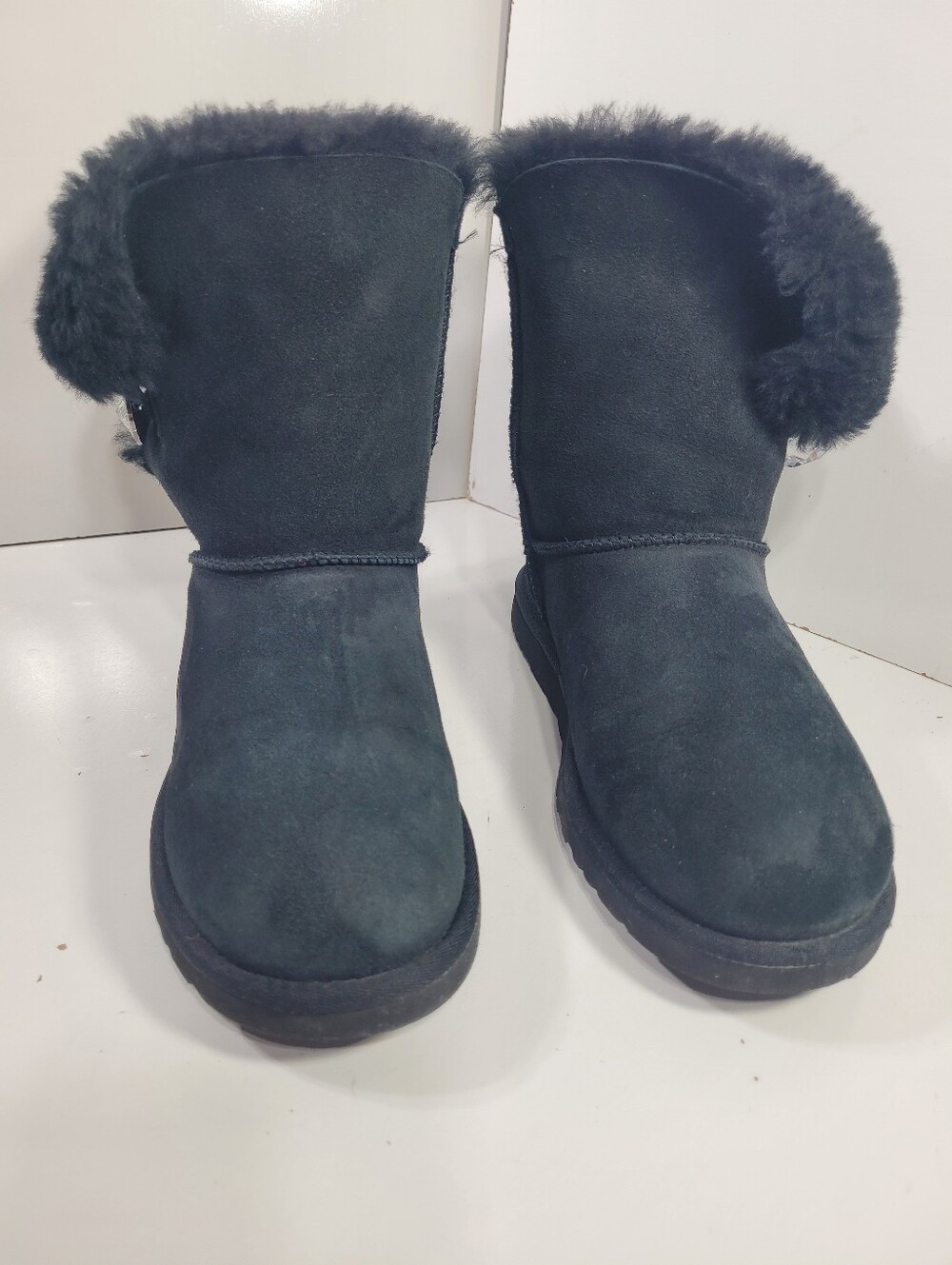 UGG Bailey Button Bling Boots Womens Size 9 Black Suede Replaced Button 3349